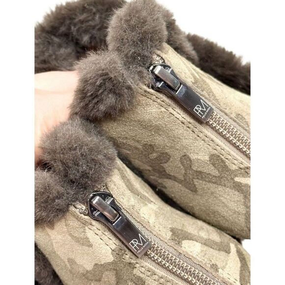 Pelle Moda Boots Size 6.5 Erin Faux Fur Trim Wedge Camouflage Zip Booties - Picture 8 of 11